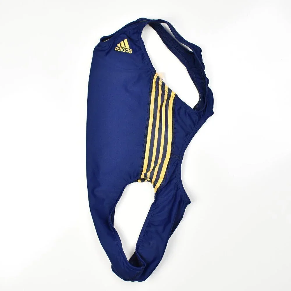 Adidas Stripe Competitive Performance Racing One-Piece Swimsuit NEW 28 - Picture 5 of 7